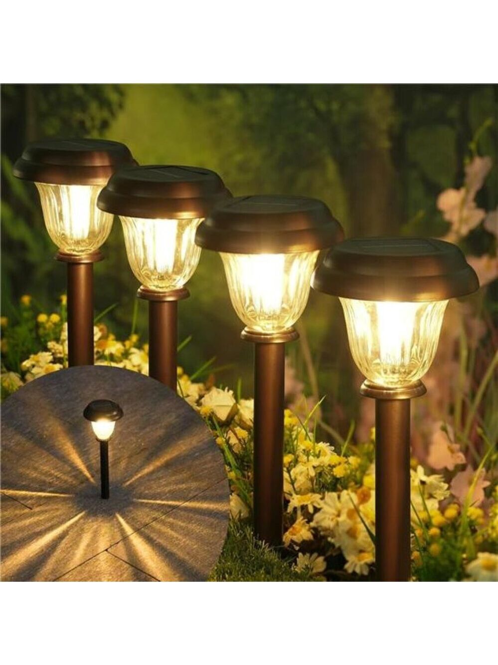 solar pathway lights outdoor waterproof stainless steel warm white garden yard s
